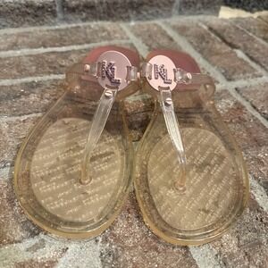 Karl Lagerfeld Wylda Womens Cradle Pink Crystal Logo Clear Sandal Size 6M/36B